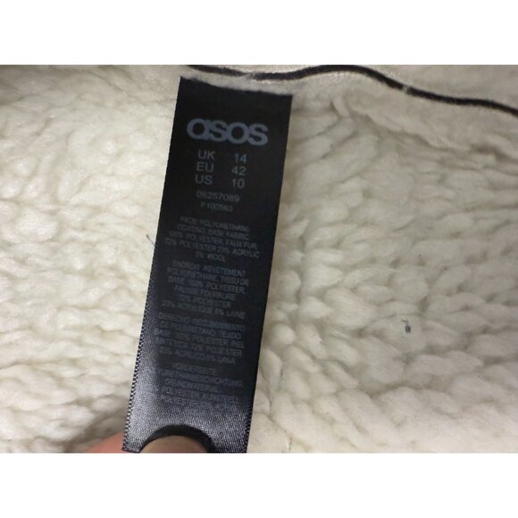 ASOS Oversized Parka In Cracked Vinyl With Borg US SIZE 10 - Picture 10 of 16